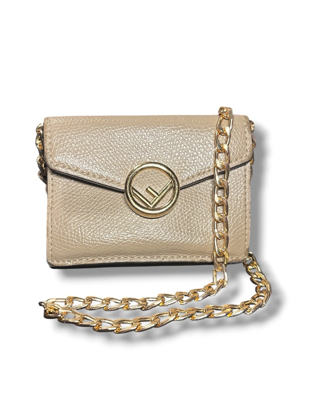 FENDI Tortora Beige F Is Fendi Micro Trifold Wallet Chain Crossbody Italy
